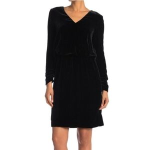 Lafayette 148 New York Black Velvet Josefina Blouson Silk Dress Size 0 Orig $698